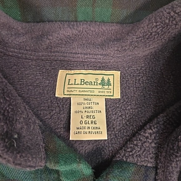 L.L Bean Flannel Shirt Adult Large Fleece Lined Shacket Button Front Plaid - Picture 5 of 8